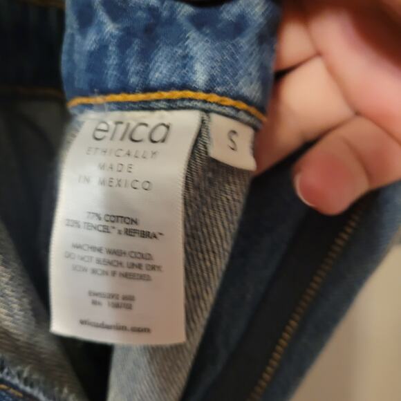 Etica Liv Asymmetrical Denim Jumpsuit Womens S Utility Deep VNeck Ethically Made - Picture 10 of 11